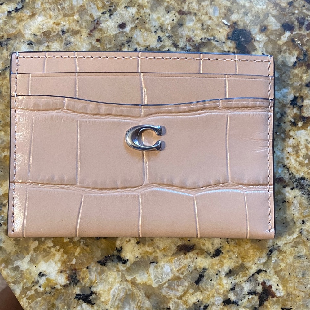 Coach Blush Croc-Embossed Card Case